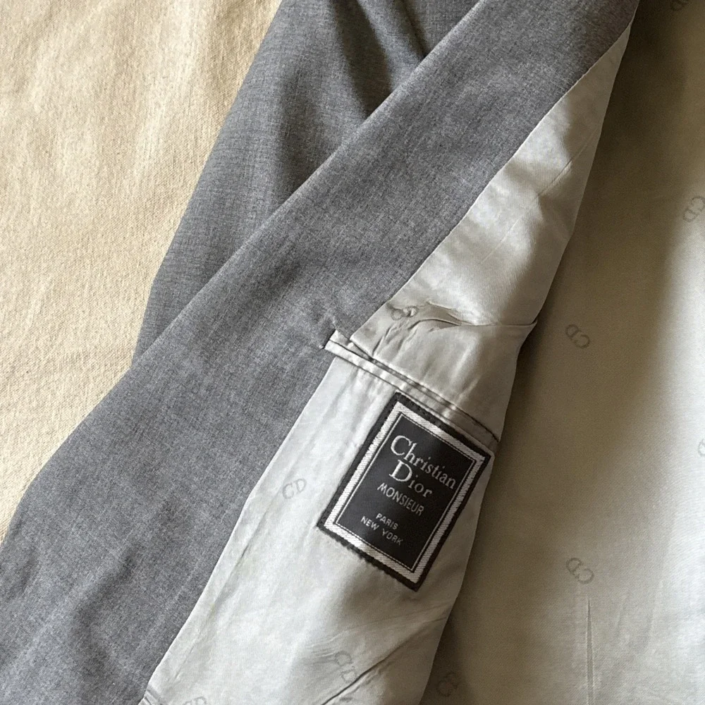 Christian Dior Mens Gray Long Sleeve Single-Breasted Two-Button Blazer Size 44